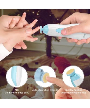 Baby Nail File Megainvo Electric Trimmer Set with LED Light - Safe for Newborns & Toddlers | Quiet Design, 10 Grinding Heads, Blue - Buy Online on SooperMarket.com