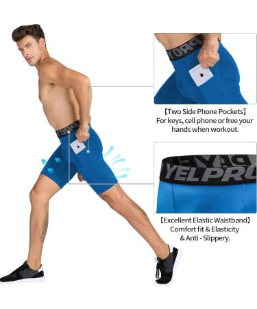 ABTIOYLLZ Men's Compression Shorts 3 Pack - Running Workout Athletic Underwear with Pocket - Black/Red/Blue - Size 84 Large - Buy Online on SooperMarket.com