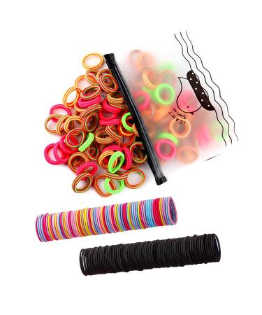 300 Pack Hair Ties BEoffer Baby Toddlers Girls Elastics Hair bands Black Colorful Small Rubber Bands Ponytail Pigtails Holders Not Harm to Hair (Color D)