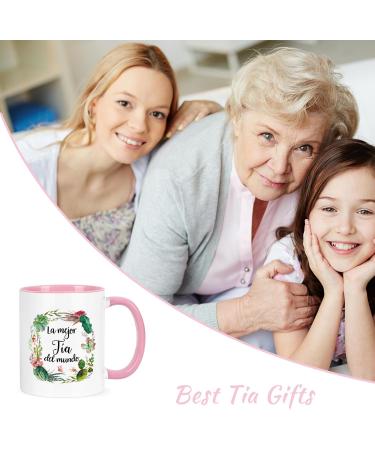 YHRJWN Best Aunt Ever Gifts La Mejor Tia Del Mundo Gifts in Spanish Aunt Gifts from Niece Nephew Christmas Mothers Day Birthday Gifts for Aunt Tia Best Tia Ever Gifts Aunt Coffee Mug 11 Oz White-pink Handle - Buy Online on SooperMarket.com