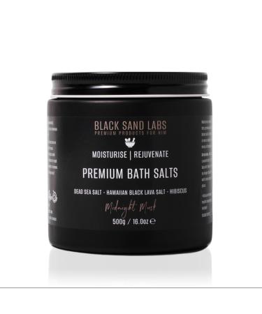 Black Sand Labs Premium Bath Salts for Him Premium Blend of Dead Sea & Hawaiian Black Lava Salts That Moisturises and Rejuvenates Skin Luxury Bath Salts for Men (Midnight Musk)