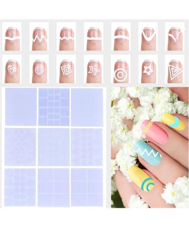 24 Sheets French Tip Guides Stickers DIY Nail Art Decoration Stencil Tools Manicure Stickers French Nail Art Stickers - Buy Online on SooperMarket.com