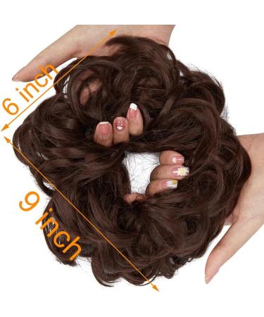 OMGREAT 2PCS Dark Auburn Updo Messy Hair Buns Curly Wavy Ponytail Extensions - Buy Online on SooperMarket.com