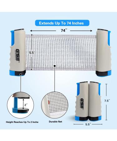 GSE Adjustable Retractable Ping Pong Net Set with Posts and Storage Bag - Professional Table Tennis Rackets, Balls, and Accessories - Buy Online on SooperMarket.com