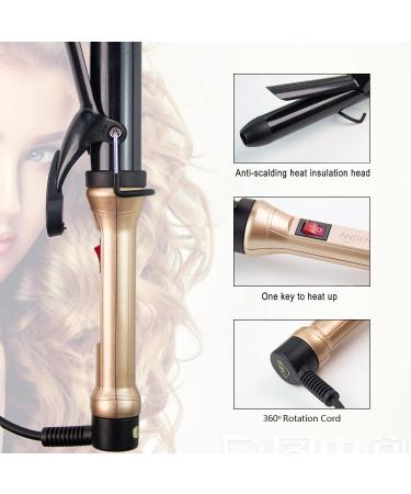 ANGENIL 1.25" Curling Iron Wand - Tourmaline Ceramic Dual Voltage Fast Heat-Up One-Step Styling Tool for All Hair Types - Gold - Buy Online on SooperMarket.com