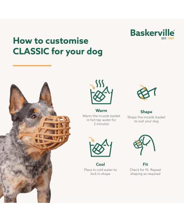 Baskerville Classic Basket Muzzle for Dogs - Pant Drink Prevent Bites & Feed Waste Breathable Design for Longer Noses - Ideal Dog Training Muzzle - Buy Online on SooperMarket.com