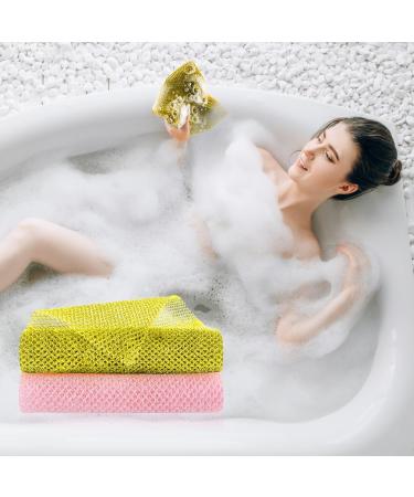 African Exfoliating Net Sponge Set - Premium Nylon Body Scrubber for Daily Use (Pink+Yellow) - Buy Online on SooperMarket.com
