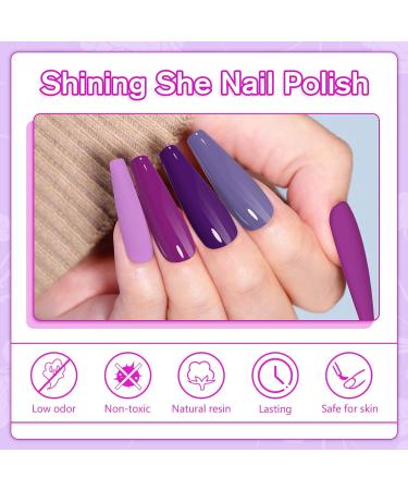 Shining She Gel Nail Polish Set - 10 Colors Purple Rose White Glitter Kit - Soak-Off UV/LED - 8ML - Ideal for Nail Art Salon & Home DIY - Buy Online on SooperMarket.com