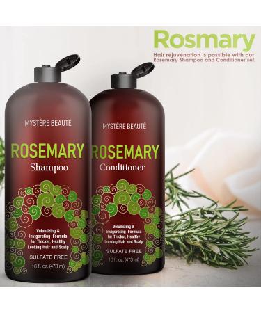 Mystere Beaute Rosemary Shampoo and Conditioner Set - Promotes Hair Growth & Scalp Health - Volumizing Formula - Sulfate & Paraben Free - 16 fl oz each - Buy Online on SooperMarket.com