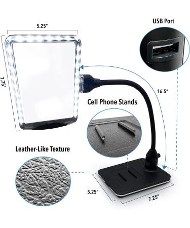 MagniPros 4X Magnifying Glass with Bright LEDs and Stand  Flexible Gooseneck Magnifying Desk Lamp w/USB Fast Charge & Tablet Stands for Reading Fine Print  Painting  Sewing  Crafts & Close Work 4X Magnifying Lamp - Buy Online on SooperMarket.com