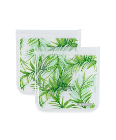 Full Circle ZipTuck Reusable Sandwich Bags Palm Leaves 2 Bags