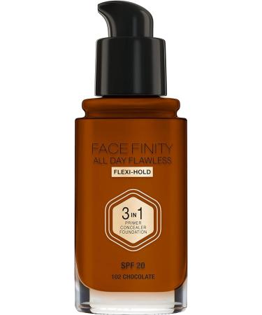 Max Factor Facefinity 3-in-1 All Day Flawless Liquid Foundation SPF 20 - 102 Chocolate 30 ml - Pack of 1 - Buy Online on SooperMarket.com