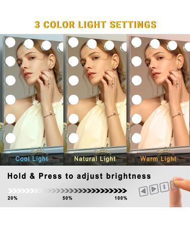 Fenair Bluetooth Vanity Mirror 28x23 with Lights and Speaker - Large Hollywood Makeup Mirror with 18 Adjustable Bulbs and 3 Color Modes - Sturdy Metal Frame for Table/Wall - 28x22inch - Buy Online on SooperMarket.com