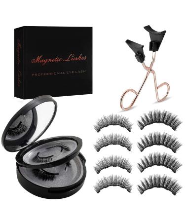 Magnetic Eyelashes Dual Magnetic False Eyelashes without Eyeliner Reusable Fake Eyelashes with Applicator No Glue Natural Look Black(Magnetic Eyelashes)