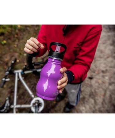 Silver 12 oz Kids Water Bottle with Straw & Handle - Eco Friendly Stainless Steel Cup - Leak Proof Lid - Cute and Easy Sip Design - Buy Online on SooperMarket.com