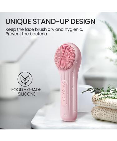 Silicone Face Scrubber Electric Facial Cleansing Brush Skincare Tools with Magnet Charger for Deep Cleaning|Gentle Exfoliating|Massaging (Pink) - Buy Online on SooperMarket.com