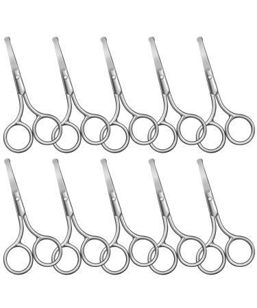 Lasnten 10 Pcs Nose Hair Scissors Mini Stainless Steel Round Tip Design Facial Safety Scissors Blunt Mustache Scissors Grooming Scissors for Men Women Nail Cuticle Beard Eyebrow Eyelashes Trimming