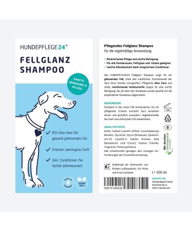 Dog Care24 Shampoo & Conditioner 500ml - Aloe Vera Formula for Healthy Glossy Fur & Easy Combability | Suitable for All Dog Breeds - Buy Online on SooperMarket.com