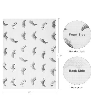 PRASNE Lashing Dental Bibs Disposable 125 Pack + Lash Pillow Cover | White 3-Ply Towels | Waterproof Towels 13 x 18 | Black Eyelash Printed - Buy Online on SooperMarket.com