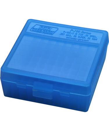MTM 38/357 Cal 100 Round Flip-Top Ammo Box Clear Blue