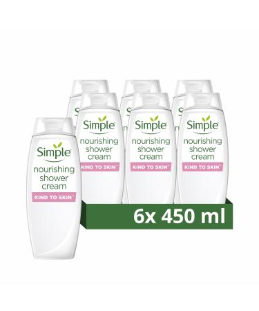 Simple Nourishing Shower Cream dermatologically tested for gentle skin care 6x 450 ml Geranium Oil 450 ml (Pack of 6)