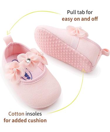 2 x Toddler Flower Girl Shoes + Headband | Non-Slip Soft Special Occasions Christening Wedding Party Shoes | Size 0-6 Months | Pink - Buy Online on SooperMarket.com
