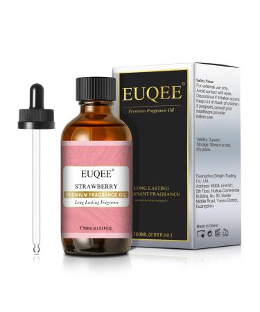 EUQEE Strawberry Fragrance Oil 60ml Strawberry Essential Oil Aromatherapy Fragrance Oils Fragrance Essential Oils for Diffusers for Home DIY Candle Making Strawberry 60.00 ml (Pack of 1)