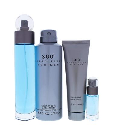 Perry Ellis 360 for Men - 4 Pc Gift Set: 3.4oz EDT Spray, 6.8oz Body Spray, 3.0oz Shower Gel, 0.25oz EDT Spray - Buy Online on SooperMarket.com