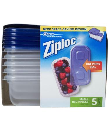 Ziploc One Press Seal Small Rectangle Container - 5 ct