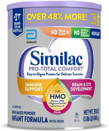 Similac Pro - Total Comfort Infant Formula with Iron - Non - GMO - Unflavored - 29.8 Oz. Can - Pack of 6