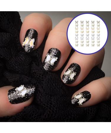 KALLORY 40 Pieces Butterfly Nail Charms Metal Crystal Nail Art Studs Butterflies Nails Decoration for DIY - Buy Online on SooperMarket.com