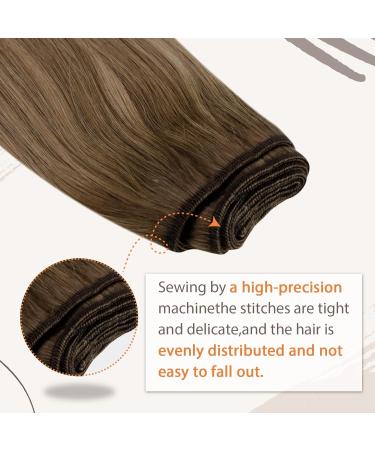 LAAVOO Real Hair Extensions 55cm - Brown Blonde Balayage Ombre Tressen 100g | Human Hair Bundles for Sew-In | Premium Quality - Buy Online on SooperMarket.com
