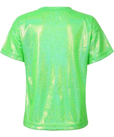 KKmeter Kids Short Sleeve Metallic Green Dance T-Shirt - Size 6-7 - Buy Online on SooperMarket.com