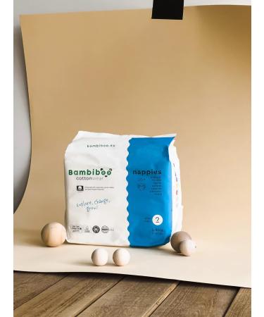 Bambibo Baby Diapers Size 2 Mini (3-8 kg) - Organic Cotton Disposable Diapers with Umbilical Neckline - 26 Pieces - Buy Online on SooperMarket.com