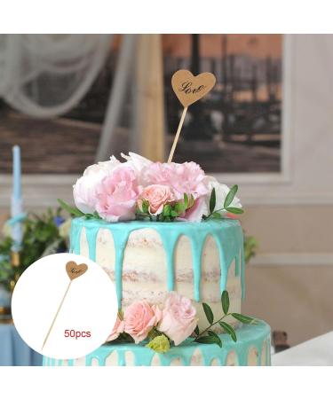 harayaa 50Pcs Rustic Kraft Paper Cupcake Topper Heart Cupcake Picks Sweet Love Theme Birthday Cake Decoration for Party Love - Buy Online on SooperMarket.com