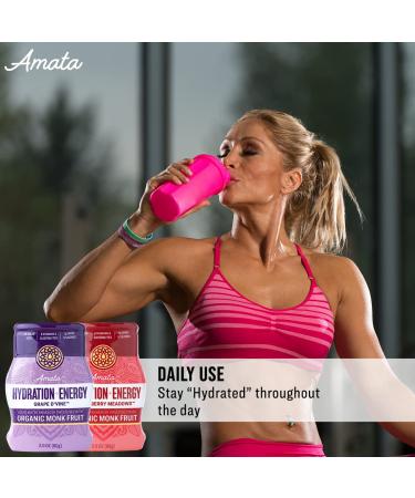 Amata Water Enhancer | Water Flavoring Drops | Perfect for Keto - Low Carb | Grape & Strawberry Natural Water Flavoring | Zero Calories | Organic Monk fruit Flavored Drops - (Pack of 2 - Each 2oz) Grape & Strawberry - Pack - Buy Online on SooperMarket.com