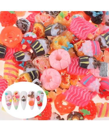 100Pcs Resin Candy Sweet Charms for DIY Nail Art Craft - Cute Slime Charms Beads for Ice Cream Design - Includes Tweezers - BAIYIYI - Buy Online on SooperMarket.com