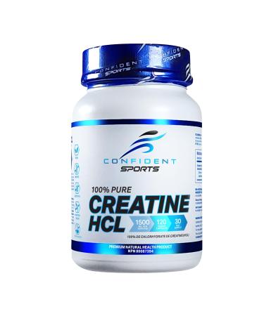 CONFIDENT SPORTS Creatine Supplement Capsules - 100% Pure Creatine HCL - Boosts Power Strength Muscle Mass Muscle Recovery Supplement - Pharmaceutical Grade Creatine Pills - 120 Count - 60 Servings 1 count (Pack of 1)