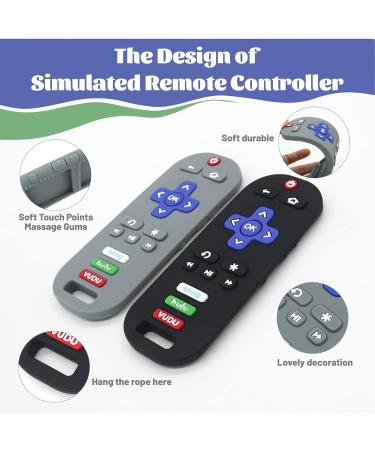 2 Pack TV Remote Control Shape Teething Toys for Babies 3-12 Months - Silicone Infant Chew Toys in Black/Grey - Buy Online on SooperMarket.com