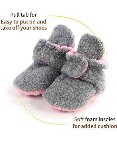TMEOG Baby Booties Slippers | Infant First Walking Shoes | Winter Sock Crib Shoes for Boys Girls 0-18 Months | Light Grey Pink Furry | 6-12 Months - Buy Online on SooperMarket.com