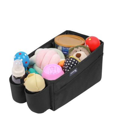APRAMO Travel Buddy Car Seat Organizer Foldable Auto Back Seat Children Toy Snack Book Storage Box with Cup Holder for Kids Toddler Baby Boys Girls (Buddy)