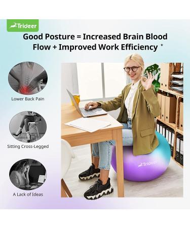 Trideer Dreamy Exercise Ball 65cm - Yoga Ball for Home Gym, Desk Chair - Fitness & Physical Therapy - Quick Pump Included - Buy Online on SooperMarket.com