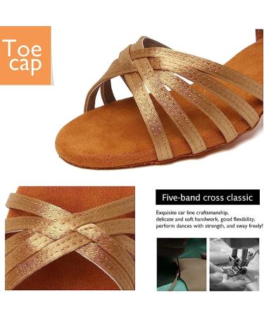 SWDZM Girls Latin Dance Shoes - Satin Suede Sole, Ballroom Salsa Tango Professional Dance Shoes - Beige-202, Size 13.5 Little Kid - Buy Online on SooperMarket.com