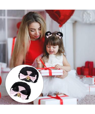 KALLORY 1 Pair Bear Ear Hair Clip Headband Hair Clips Hair Clip for Women Hair Bows Miss Lolita Hand Made Black Pink - Buy Online on SooperMarket.com