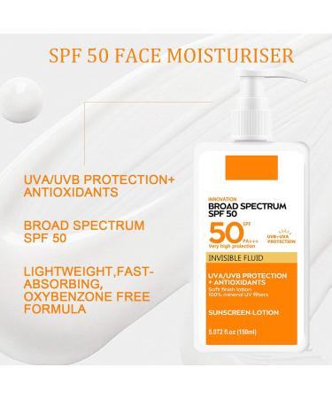 150ml Sunscreen Spf 50+ 150ml Sun Cream For High Sun Protection Invisible Fluid Suncream Very Water+Sweat Resistant Sunblock Brown Spot Reduction Face Sunscreen Sensitive Skin Sun Cream - Buy Online on SooperMarket.com