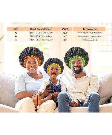 Mikimini XL Waterproof Double-Layer Shower Cap for Women & Men - Black+Yellow - Odorless & Colorfast - High-Quality & Washable - Long Hair Friendly (1 Pack) - Buy Online on SooperMarket.com