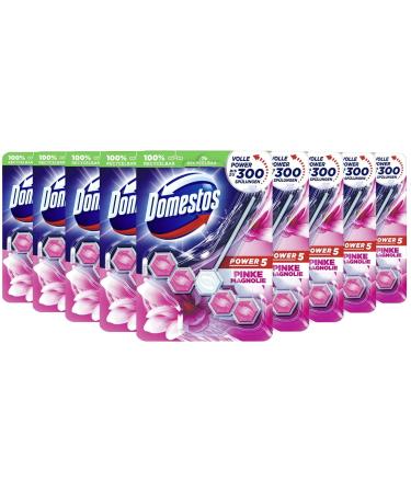 Domestos Power 5 Toilet Stone Pink Magnolia Toilet Cleaner Full Power Up To 300 Flushes 9 x 55 g 495 g New improved formula