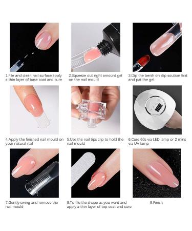 Kalolary Nail Extension Set - 120 U-Curve Nail Tips 50 Art Forms Nail Clips & Dual-Ended Brush | DIY Nail Art Tools for Stunning Manicures - Buy Online on SooperMarket.com