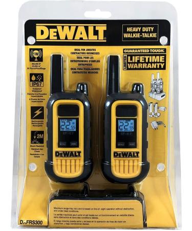 DEWALT DXFRS300 Heavy Duty Walkie Talkies - Waterproof, Shock Resistant, Long Range, Rechargeable Two-Way Radio (2 Pack) - Buy Online on SooperMarket.com