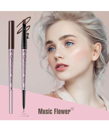 Music Flower Double Ended Waterproof Eyebrow Pencil - Smudgeproof & Long Lasting Dark Brown Brow Pen - Eye Makeup Essential - Buy Online on SooperMarket.com